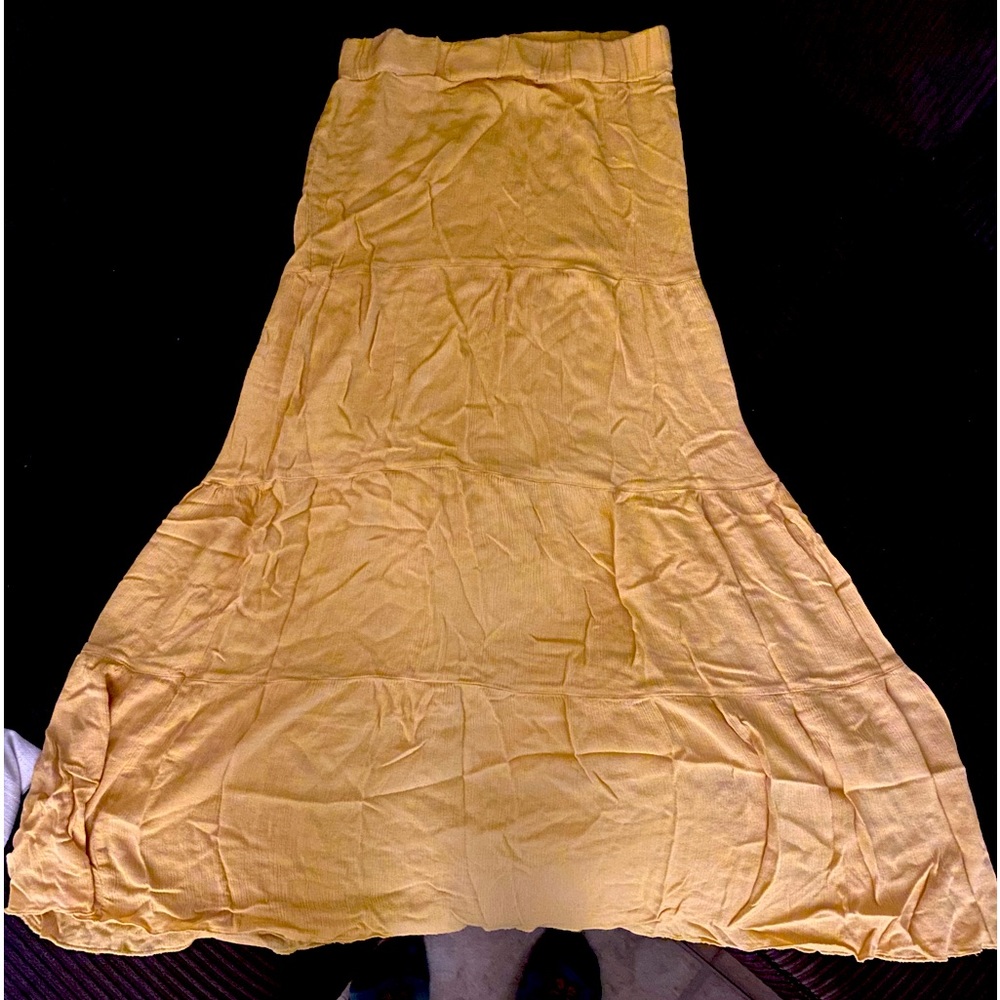 Mustard Yellow Tiered Maxi Skirt
